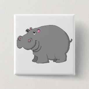 Badge Carré 5 Cm hippopotame