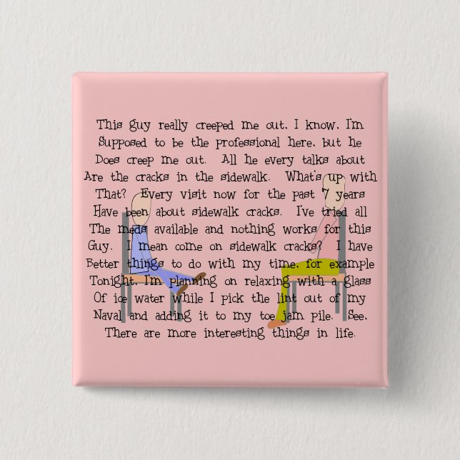 Badge Carré 5 Cm Histoire Art Déplaisant Strowalk Crack Guy (Devant)