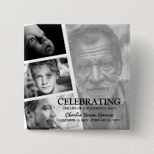 Badge Carré 5 Cm Histoire de vie moderne en collage photo pour funé