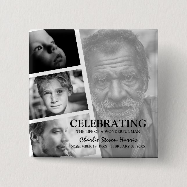 Badge Carré 5 Cm Histoire de vie moderne en collage photo pour funé (Devant)