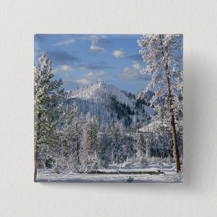 Badge Carré 5 Cm Hiver dans le parc national de Yellowstone, Wyomin