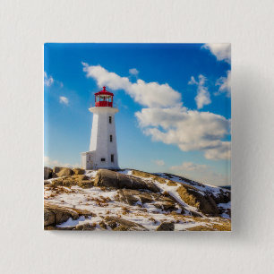Badge Carré 5 Cm Hiver du phare   en crique de Peggy, la
