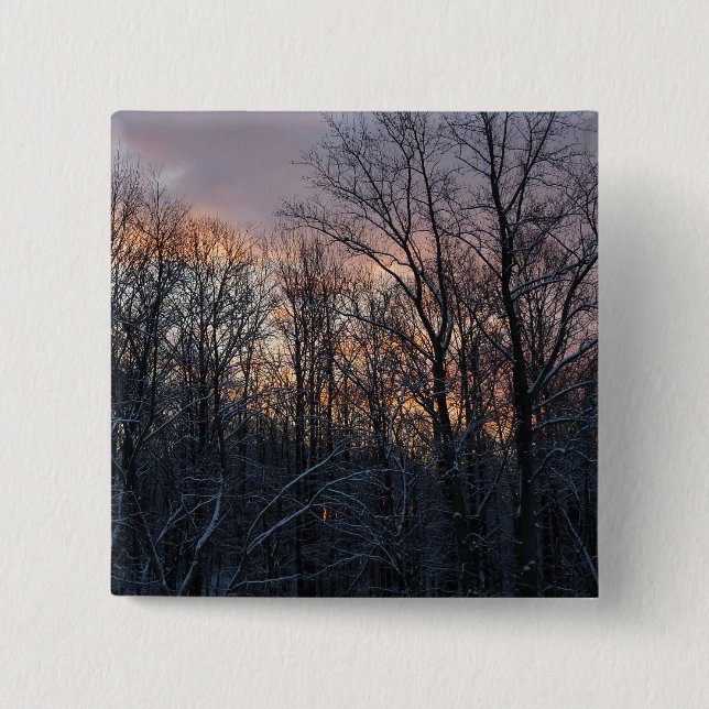 Badge Carré 5 Cm Hiver Sunrise I Pastel Paysage naturel (Devant)