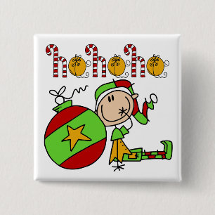 Badge Carré 5 Cm Ho Ho Ho Holiday Elfe