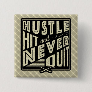 Badge Carré 5 Cm Hockey De Terrain Hustle, Toucher Et Ne Jamais Qui