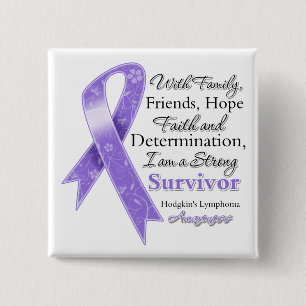 Badge Carré 5 Cm Hodgkins Lymphoma Soutien Survivant Fort