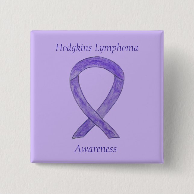 Badge Carré 5 Cm Hodgkins Lymphoma Violet Ruban Personnalisé Pins d (Devant)