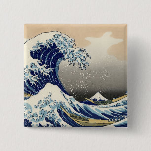 Badge Carré 5 Cm Hokusai : La grande vague de Kanagawa