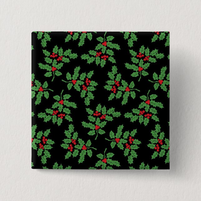 Badge Carré 5 Cm Holly Berries (Devant)