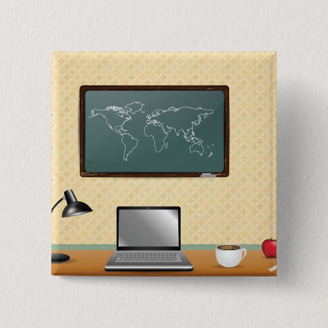 Badge Carré 5 Cm Home Office Desk Laptop Coffee (Devant)