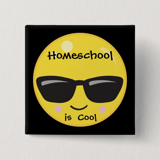 Badge Carré 5 Cm Homeschool is Cool (Devant)