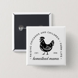 Badge Carré 5 Cm Homesteader poulet mama sahm drôle maman citations