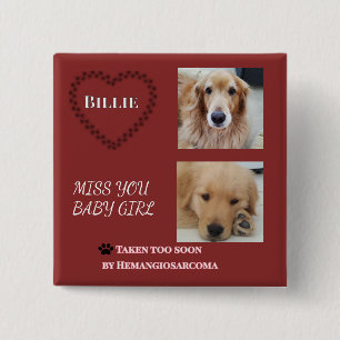 Badge Carré 5 Cm Hommage commémoratif au animal de compagnie Red Ha