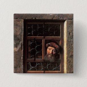 Badge Carré 5 Cm Homme à une fenêtre, 1653