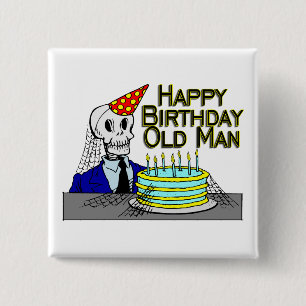 Badge Carré 5 Cm Homme de toile d'araignée de joyeux anniversaire