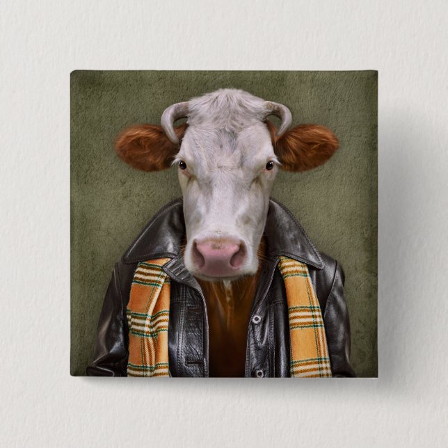 Badge Carré 5 Cm Homme de vache (Devant)