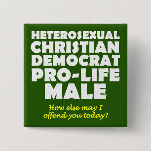 Badge Carré 5 Cm Homme démocrate offensif Christian Button Pin