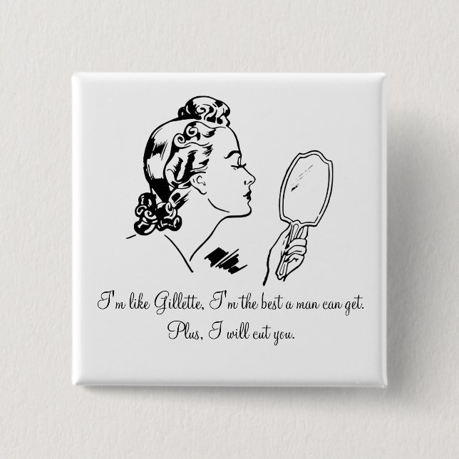 Badge Carré 5 Cm Homme drôle et élégant frappant des citations (Devant)