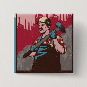 Badge Carré 5 Cm Homme du travail