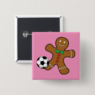 Badge Carré 5 Cm Homme en pain d'épices jouant au football