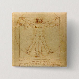 Badge Carré 5 Cm Homme vitruvien par Leonardo Da Vinci