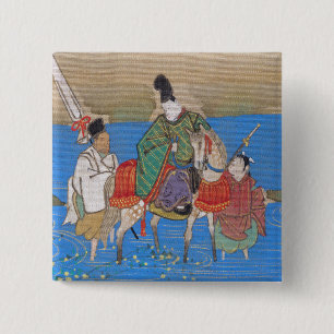 Badge Carré 5 Cm Hommes Courtier sur la rivière Horseback Crossing 