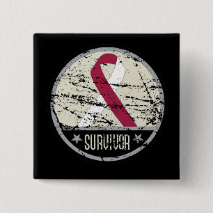 Badge Carré 5 Cm Hommes de survivant de cancer de la gorge vintages