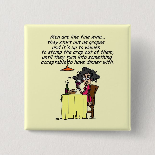 Badge Carré 5 Cm Hommes et FIne Humour de vin (Devant)