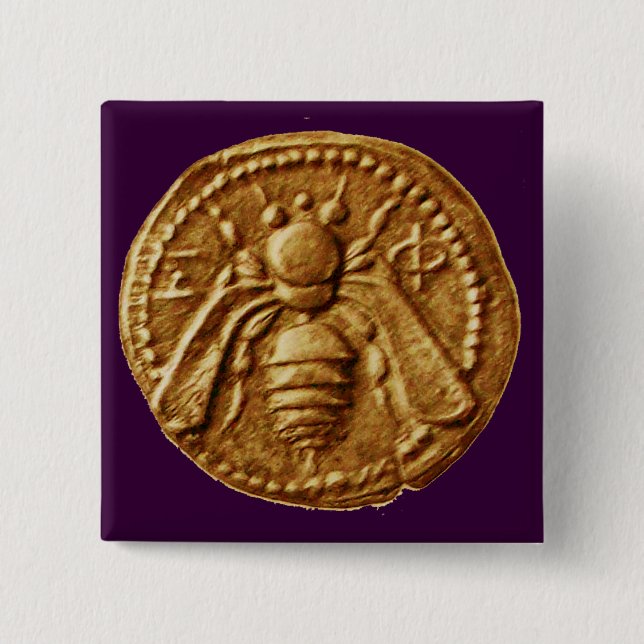 BADGE CARRÉ 5 CM HONEY BEE (Devant)