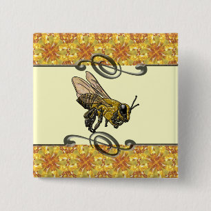 Badge Carré 5 Cm Honey Bee