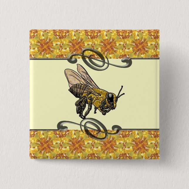 Badge Carré 5 Cm Honey Bee (Devant)