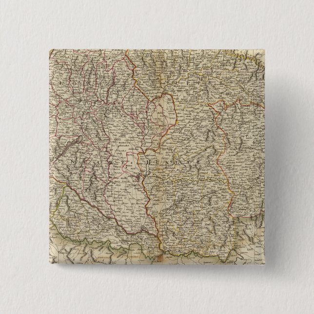 Badge Carré 5 Cm Hongrie, Transylvanie, Croatie (Devant)