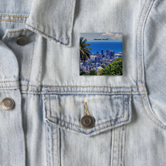 Badge Carré 5 Cm Honolulu, Hawaii paysage urbain pittoresque