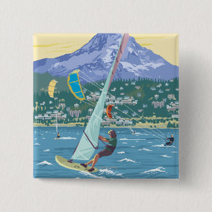 Badge Carré 5 Cm Hood River, ORWind Surfers & Kite Boarders