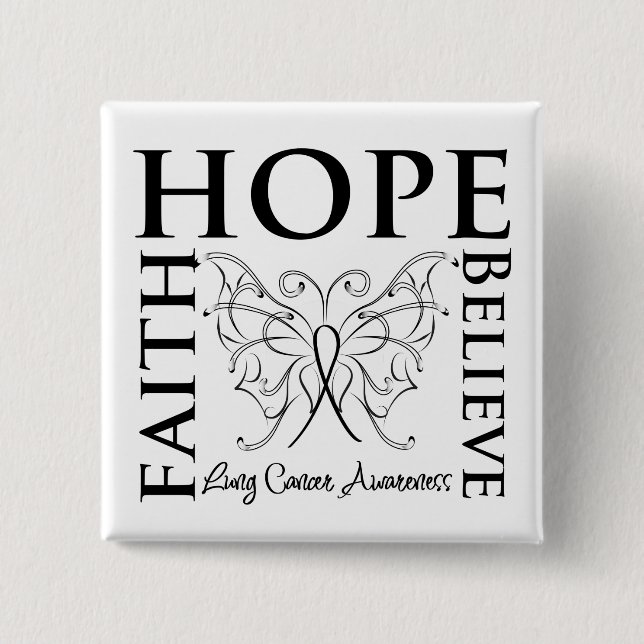 Badge Carré 5 Cm Hope Belith Faith - Cancer du poumon (Devant)