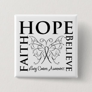 Badge Carré 5 Cm Hope Belith Faith - Cancer du poumon