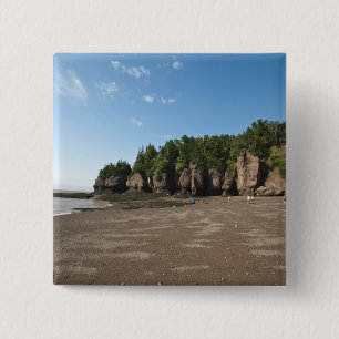Badge Carré 5 Cm Hopewell Rocks et le site d'exploration des marées
