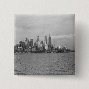 Badge Carré 5 Cm Horizon B&W des Etats-Unis New York City Manhattan