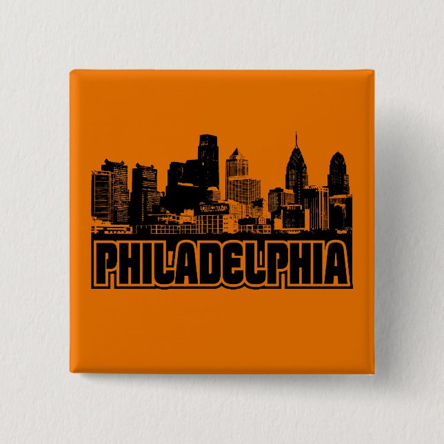 Badge Carré 5 Cm Horizon de Philadelphie (Devant)