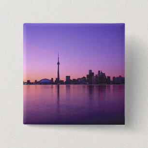 Badge Carré 5 Cm Horizon de Toronto la nuit, Ontario, Canada