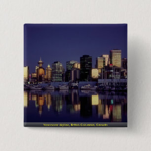 Badge Carré 5 Cm Horizon de Vancouver, Colombie-Britannique, Canada