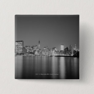 Badge Carré 5 Cm Horizon de ville la nuit
