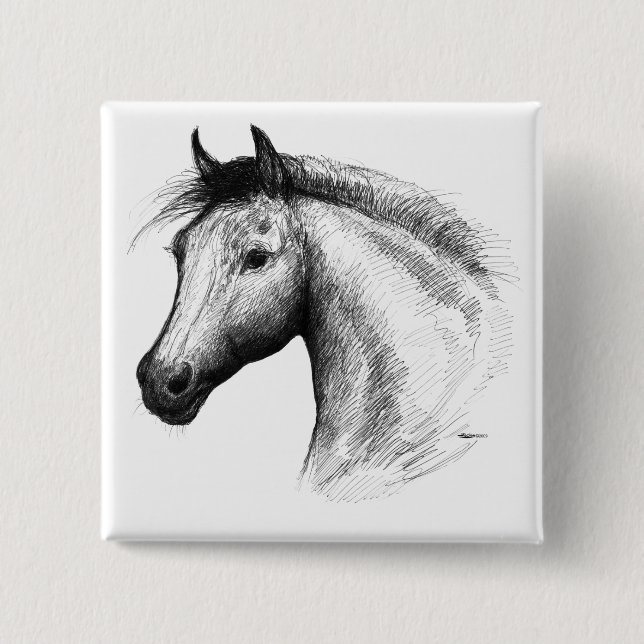 Badge Carré 5 Cm Horse : White (Devant)