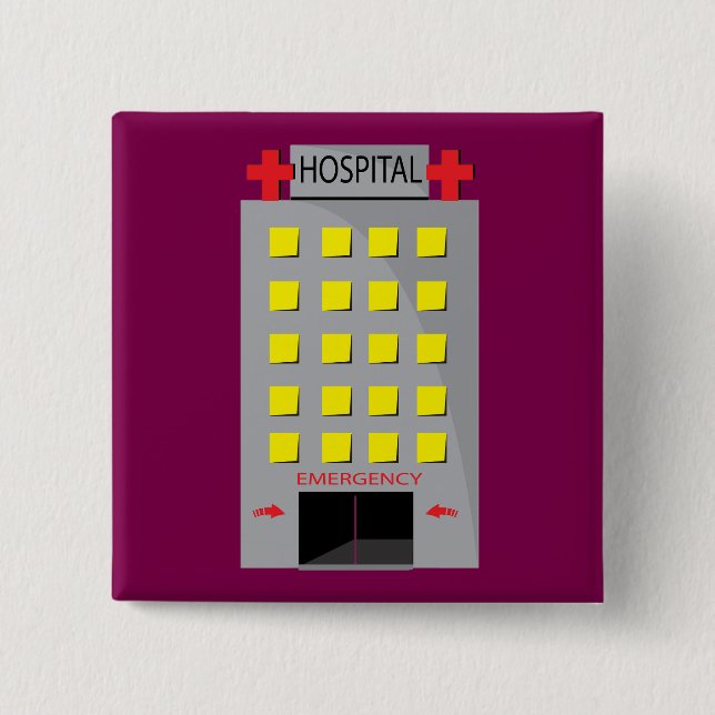 Badge Carré 5 Cm Hospital Building Emergency Entrance (Devant)