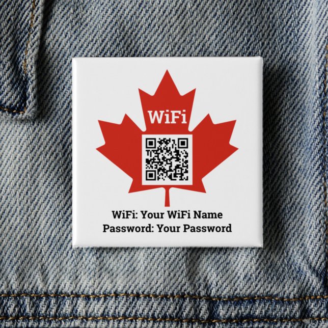 Badge Carré 5 Cm Hôtel canadien Wifi Détails Plus QR Code du person (Créateur téléchargé)