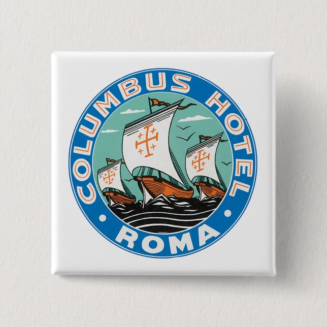 Badge Carré 5 Cm Hôtel Columbus, Rome (Devant)