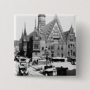 Badge Carré 5 Cm Hôtel de ville, Breslau Pologne, c.1910