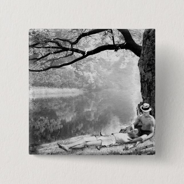 Badge Carré 5 Cm Huckleberry & Tom (Devant)