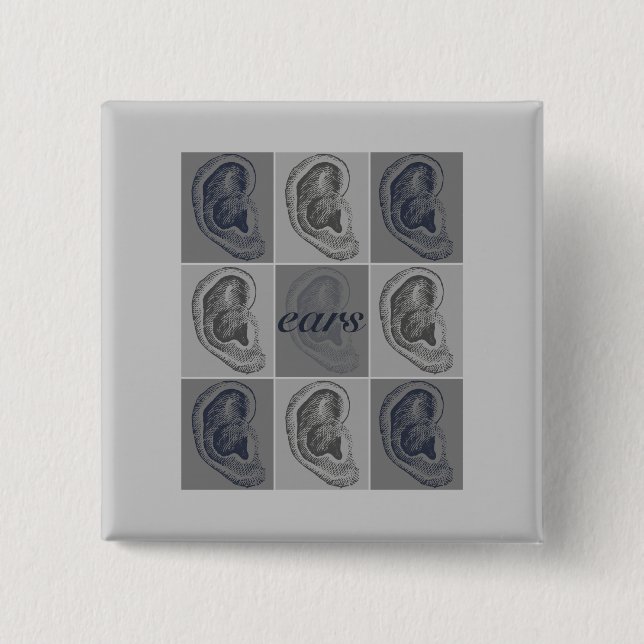 Badge Carré 5 Cm Huit oreilles Graphique (Devant)