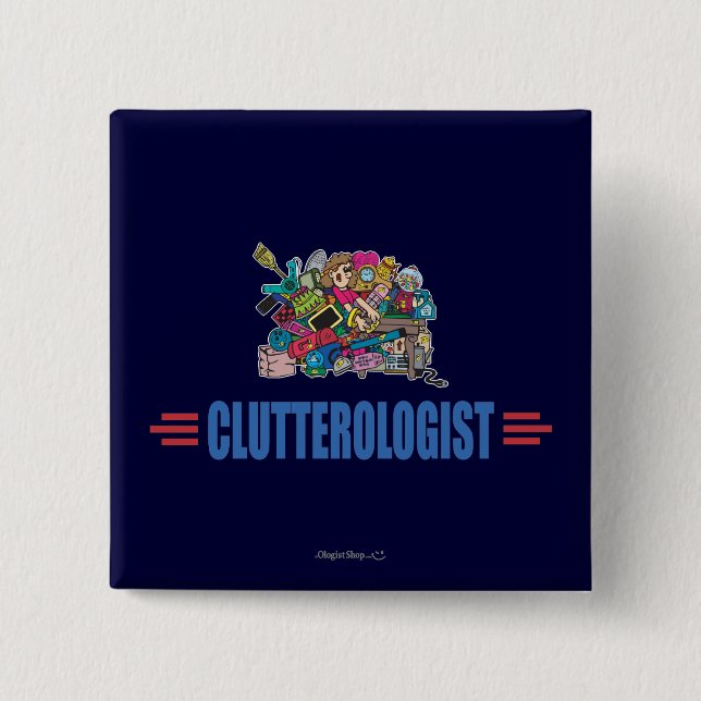 Badge Carré 5 Cm Humoriste Clutter (Devant)